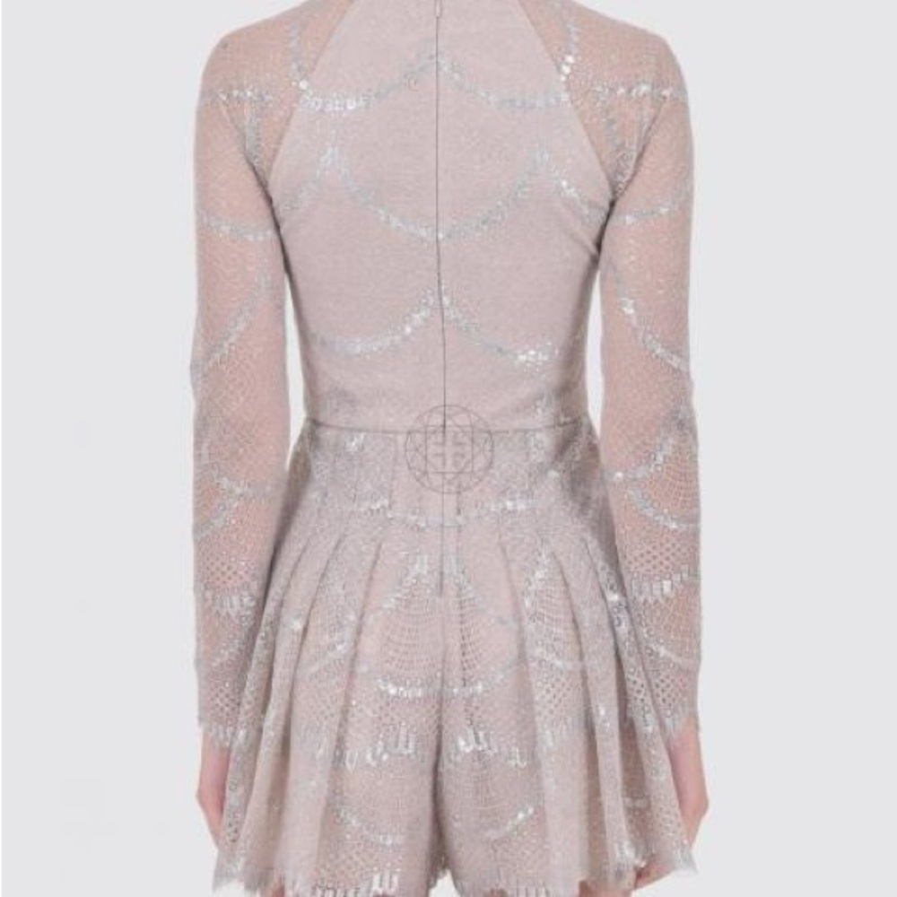 Alexis Blush Pink Sequin Lace Long-Sleeve Mini Dress - Picture 6 of 7